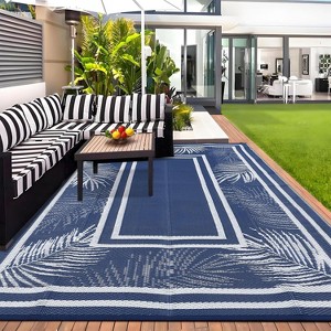 Waterproof Outdoor Rug 9x12, Reversible Outdoor Plastic Straw Rug for Patio, RV Camping Rug Picnic Mat Outside for Beach Deck Backyard Balcony - 1 of 4