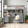 Full Size Gray Loft Bed with Built-in Desk, Cabinets, Drawers, Charging Station, and Bedside Tray for Kids or Teens - 2 of 4