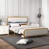 Infans Queen Gold Metal Bed Frame Upholstered Platform Bed with Velvet Headboard - 3 of 4