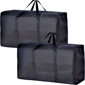 2 Pack Extra Large Moving Bags with Strong Zippers & Carrying Handles, Storage Bags Storage Totes for Clothes, Black - 1 of 1