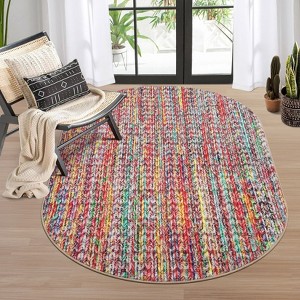Braided Printed Machine Washable Rug with Rubber Backing for Living Room Non-Slip Dining Room Rug Foldable Contemporary Accent Rug - 1 of 4