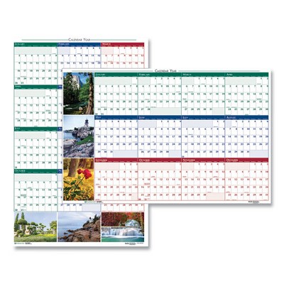 Earthscapes Recycled Reversible/Erasable Yearly Wall Calendar, Nature Photos, 32 x 48, White Sheets, 12-Month (Jan-Dec): 2025