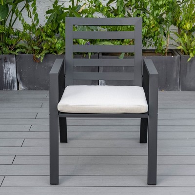 Chelsea Black Aluminum Outdoor Dining Chairs with Beige Cushions