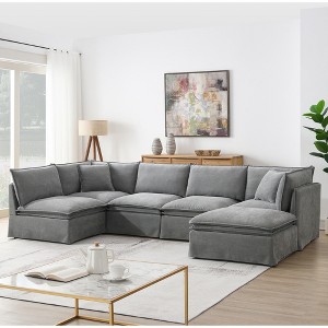 YOOCOZZ Oversized Chenille Sectional Sofa with Movable Ottoman and Convertible Design - 1 of 4