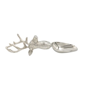 Storied Home Cast Aluminum and Stainless Steel Scoop with Deer Head Shaped Handle, Nickel Finish - 1 of 1