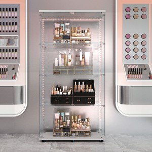 VYNXARIA Tempered Glass Display Cabinet,Storage Cabinet,Door Locks,Adjustable Feet for Uneven Ground,White - 1 of 4
