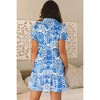 Amaryllis Women's Floral Print Mini Dress Puff Sleeve Button-Front Fit-and-Flare Flowy Summer Dress - 4 of 4