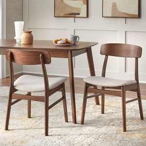 Buylateral Set of 2 Wave Solid Rubberwood Dining Chairs - 1 of 4