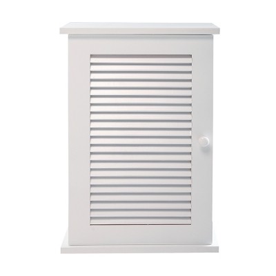 DOMETOUR Wall Mounted Cabinet, Hanging Medicine Cabinet with 3 Tiers, Single Louvered Door, Floating Cupboard for Home Bathroom Bedroom, White