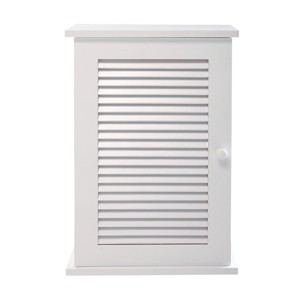 DOMETOUR Wall Mounted Cabinet, Hanging Medicine Cabinet with 3 Tiers, Single Louvered Door, Floating Cupboard for Home Bathroom Bedroom, White - 1 of 4