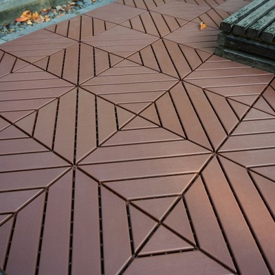 44 Pack Plastic Interlocking Deck Tiles, 12"x12" Waterproof Outdoor Floor All Weather Use for Poolside Balcony Backyard, Brown