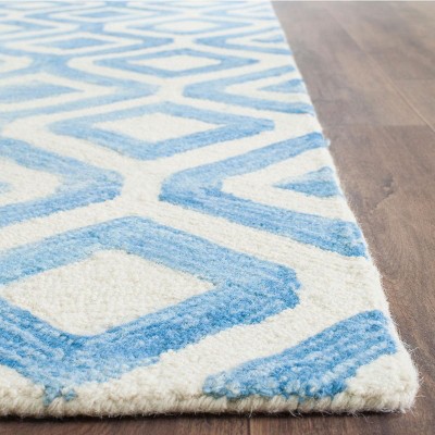 Ivory and Blue Hand-Tufted Wool Runner Rug - 27" x 5"