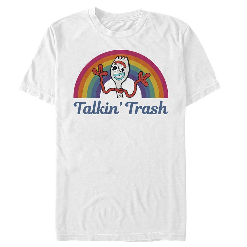 Men's Toy Story Forky Talkin' Trash Rainbow T-Shirt, 1 of 5