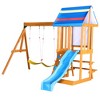 JANSNO 3 in 1 Wooden Outdoor Swing Set with Slide, 2 Swings and Climber - 2 of 4