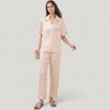 Anna-Kaci Lounge Women's Striped Pajama Set with Embroidered Bunny Detail Short Sleeve Button-Up Top and Full-Length Pants - 2 of 4
