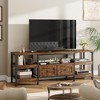 Homhougo 63" Modern-Industrial TV Stand with 2 Fabric Drawers, Entertainment Center for TVs Up to 65" Brown - 3 of 4