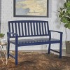 Vynxaria Navy Blue Patio Bench - 48.5" Farmhouse-Style Indoor/Outdoor Seating - 2 of 4