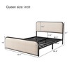 Queen/King Size Metal Platform Bed with Curved Upholstered Headboard and Footboard Bed, 4 Storage Drawers and Heavy Duty Metal Slats, Beige-ModernLuxe - 4 of 4
