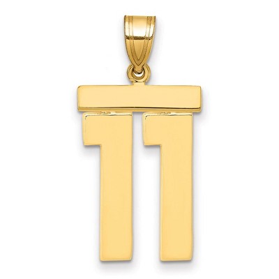 Black Bow Jewelry 14k Yellow Gold, Athletic Collection, Large Polished Number 11 Pendant