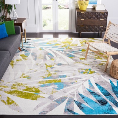 Elysian Fields Gray & Green Floral Synthetic 8' x 10' Rug