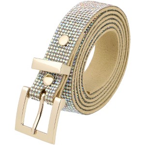 INSPIRE CHIC Women Rhinestone Bling Crystal Sparkly Diamond Shiny Soft Waist Belts 1Pc - 1 of 4