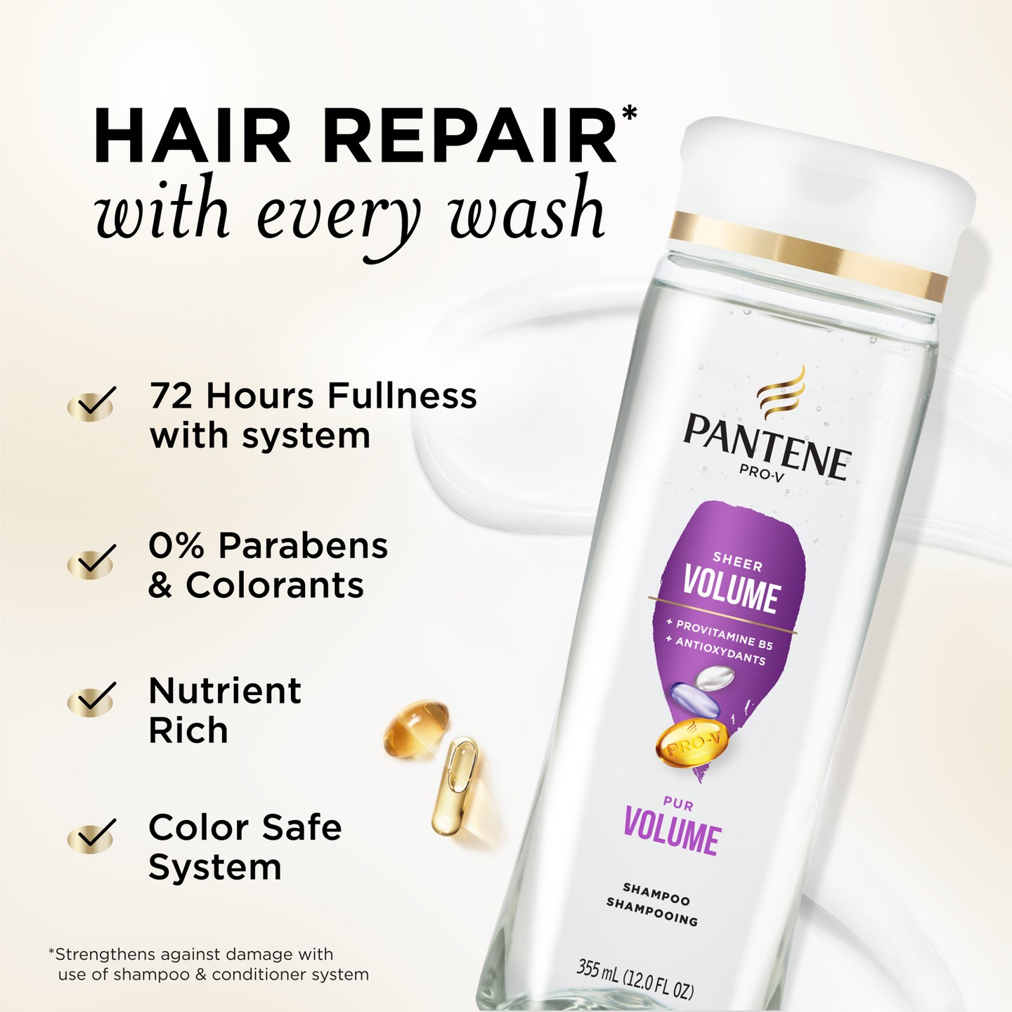 Шампунь для объёма Pantene Pro-V Sheer Volume, 12 fl oz — фото 2