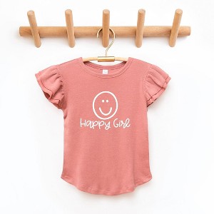 The Juniper Shop Happy Girl Smiley Face Toddler Flutter Sleeve Tee - 1 of 2