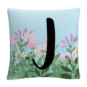Pink Floral Garden Letter Illustration By Abc 16 X 16 Decorative Throw Pillow by Trademark Fine Art - 1 of 4
