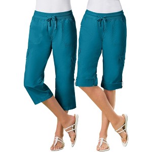 Woman Within Plus Size Convertible Length Cargo Capri/Bermuda - 1 of 4