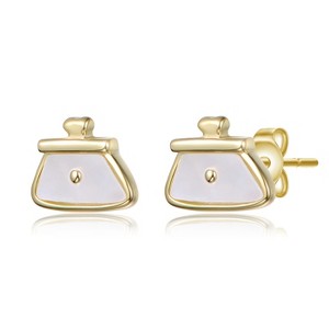 Guili 14K Gold Plated with Mother Of Pearl Stud Earrings For Kids - 1 of 2