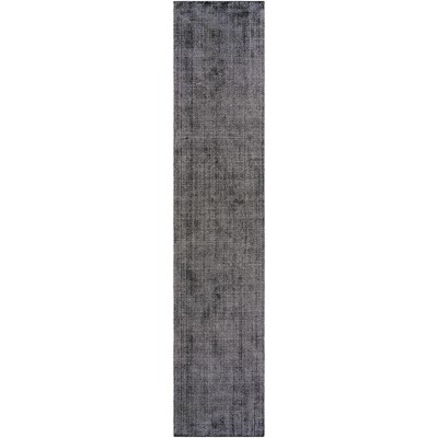 Hand-knotted Black and Ivory Wool Runner Rug