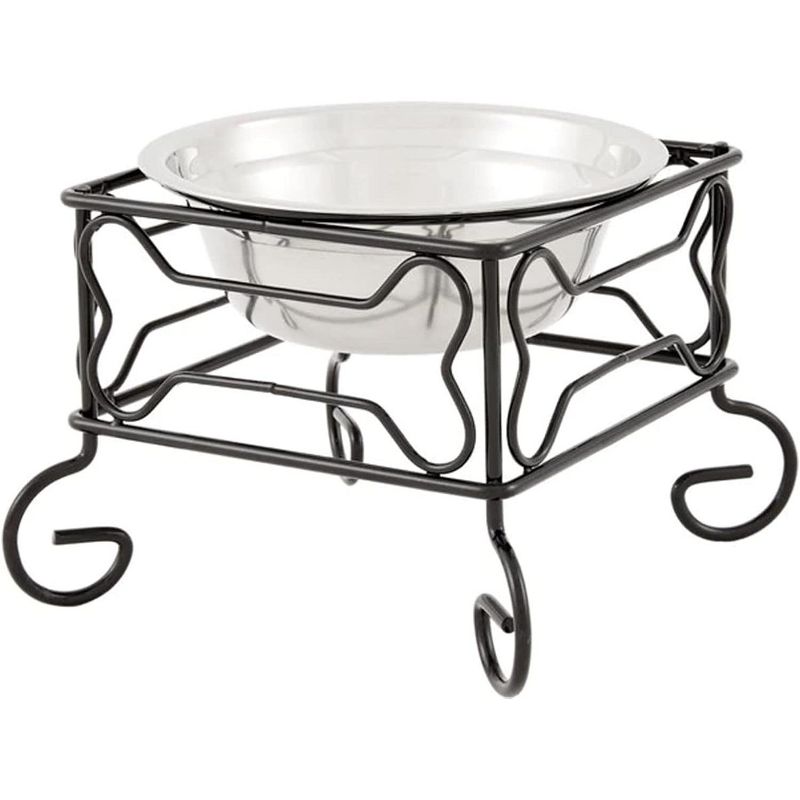 YML 5-Inch Wrought Iron Stand with Single Stainless Steel Feeder Bowl, 1 of 2