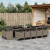 vidaXL Patio Dining Set with Cushions - 15 Piece Gray Poly Rattan Outdoor Furniture, Foldable Chairs, Glass Tabletop & Washable Cushions - 2 of 4