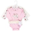 Little Treasure Baby Girl Cotton Long-Sleeve Bodysuits 3pk, Floral Baby Bear - 2 of 2