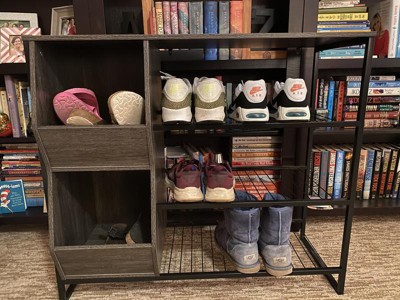 Afton 3 Tier Shoe Rack With Storage Bins Woodgrain - Riverridge