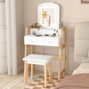 Infans Vanity Desk Set with Mirror 3-Color LED Lights Drawers Solid Pine Wood Legs - 4 of 4