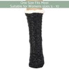 Elanze Designs Black Simple Knit Womens One Size Plush Lined Non Skid Indoor Slipper Socks - 4 of 4