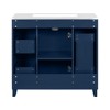 Grungis Bathroom Vanity with Ceramic Sink and Adjustable Shelves,Modern Freestanding Bathroom Vanity with Solid Wood Frame and 3 Drawers - 4 of 4