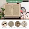 2-Door Rattan Storage Cabinet, Sideboard Buffet Accent Cabinet with Storage, Kitchen Cupboard for Living Room, Hallway, Entryway, Light Oak+Black - 4 of 4