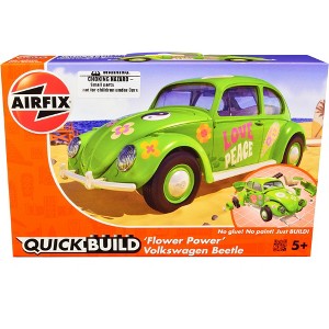 Skill 1 Model Kit Old Volkswagen Beetle Flower Power Snap Together Model by Airfix Quickbuild - 1 of 4