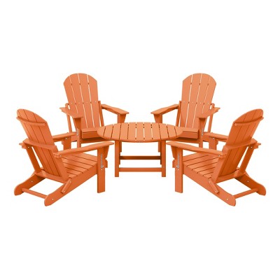 WestinTrends Malibu 5-Piece HDPE Folding Adirondack Chair Outdoor Patio Conversation Set