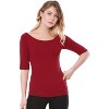 INSPIRE CHIC Women's Half Sleeves Scoop Neck Fitted Layering Soft T-Shirt - 3 of 4