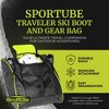 Sportube Traveler Outdoor 50 Liter Ski Boot Helmet & Gear Backpack Bag w/ Storage Pocket, Padded Back and Straps, Airline Compliant, Green/Black - 2 of 4