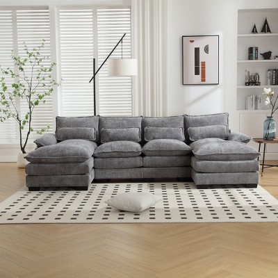 U-shaped Sectional Couch,High Quality Sponge Filling,Solid Wood Frame, Oversized Four-Seater Sofa-Maison Boucle