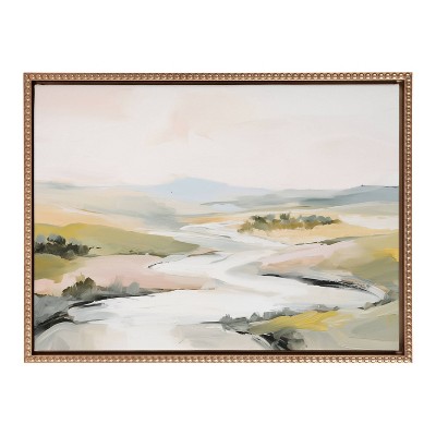 Gold Beaded Framed Abstract Landscape Canvas Art, 18x24
