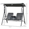 2-Seat Patio Swing Chair with Adjustable Canopy, Pivot Storage Table & Cup Holders - 3 of 4