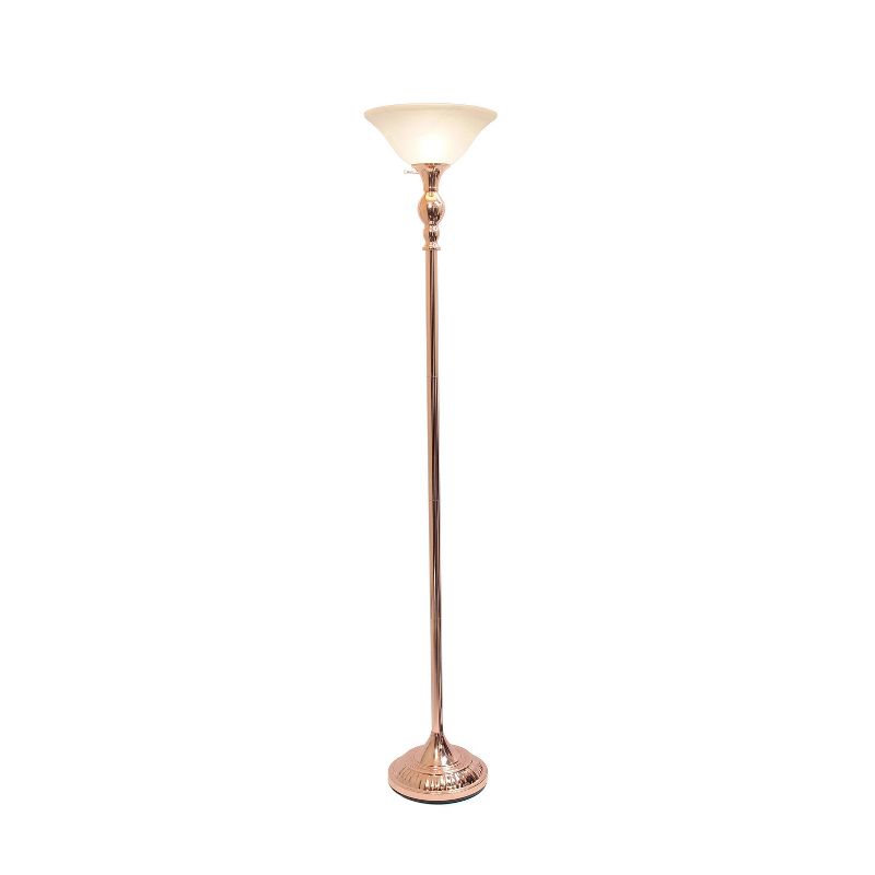 1-Light Torchiere Floor Lamp with Marbleized Glass Shade - Elegant Designs, 3 of 12