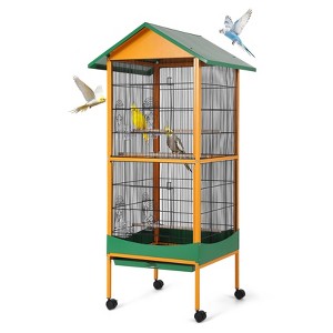 66''H Extra Large Bird Cage,w/Removeble Tray, Waterproof Roof, Lockable Caster, Indoor&Outdoor Application for Conure,Macaw,Budgie,Lovebirds,Parakeet - 1 of 4