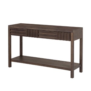 TiramisuBest Modern Ash Veneer Console Table with 2 Drawers & Open Shelf,Striped Design for Living Room, Hallway, Entryway (Navy Blue) - 1 of 4