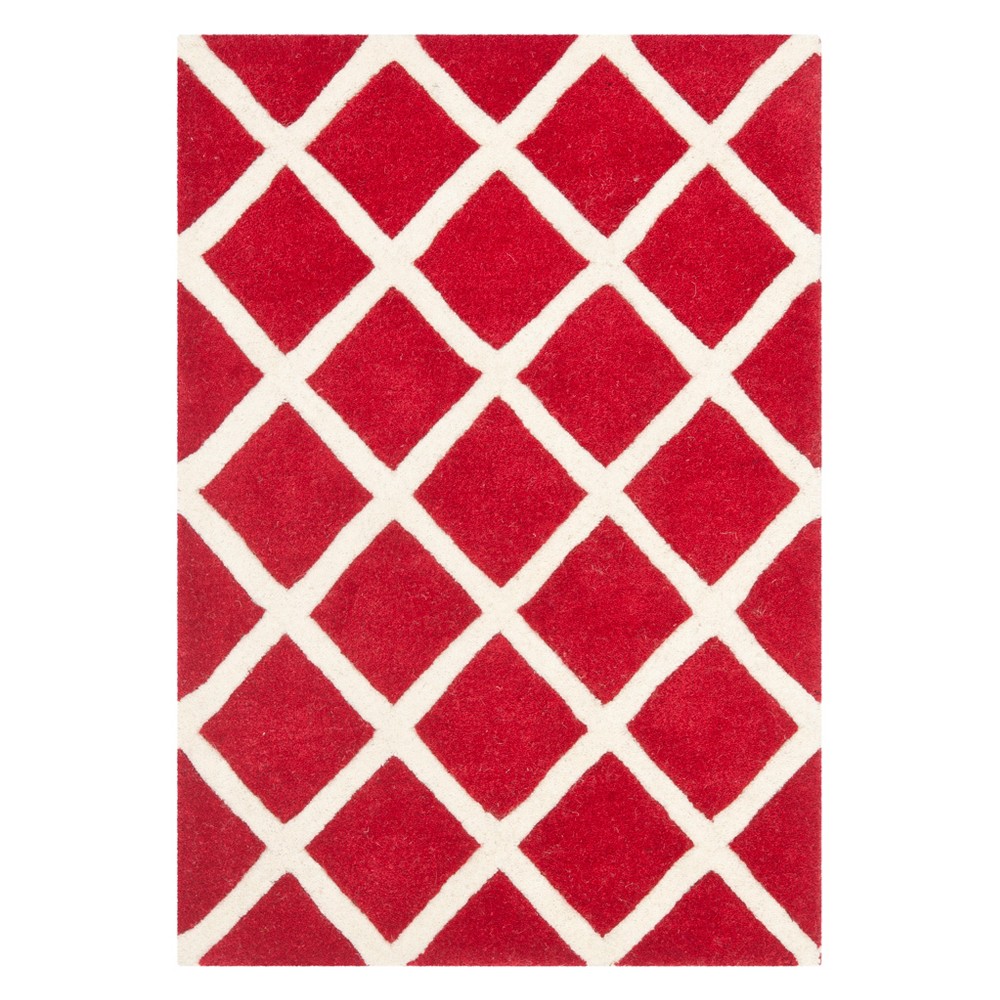 2'x3' Geometric Tufted Accent Rug Red/Ivory - Safavieh